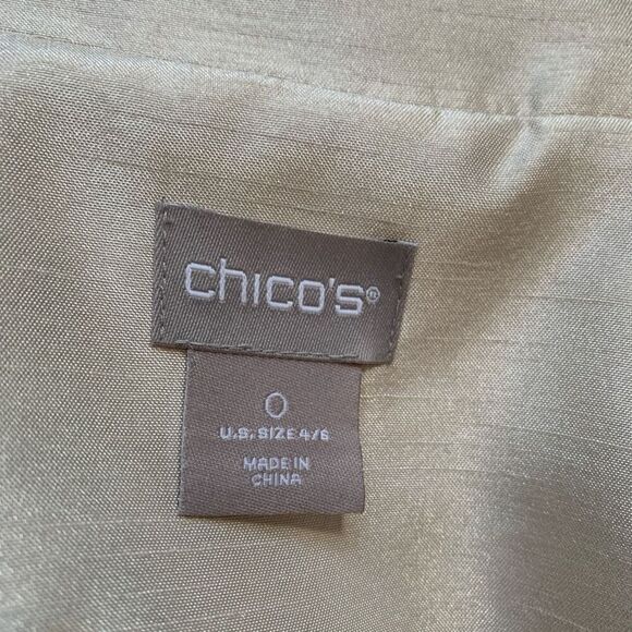 Chicos Blazer Jacket Metallic Golden Ecru Open Front Longline Wedding Guest - Picture 7 of 9